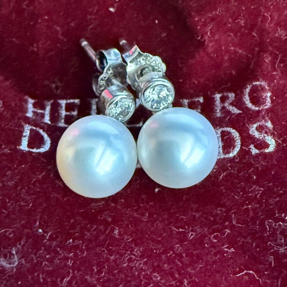 Helzberg Diamonds Silver and White Pearl Earrings